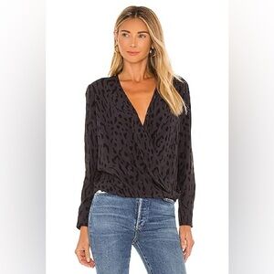 Rails Hillary Ash Cheetah Print Top Blouse Faux Wrap Size Medium